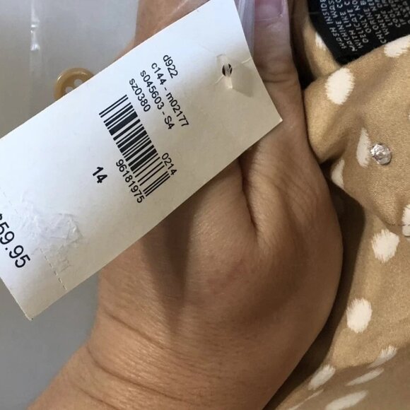 Lane Bryant NWT Polka Dot Shirt Top 14 Beige Rhinestone Collar Long Sleeve - Picture 12 of 12